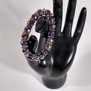 Bracelet Silver Dark Purple Iridescent Handmade